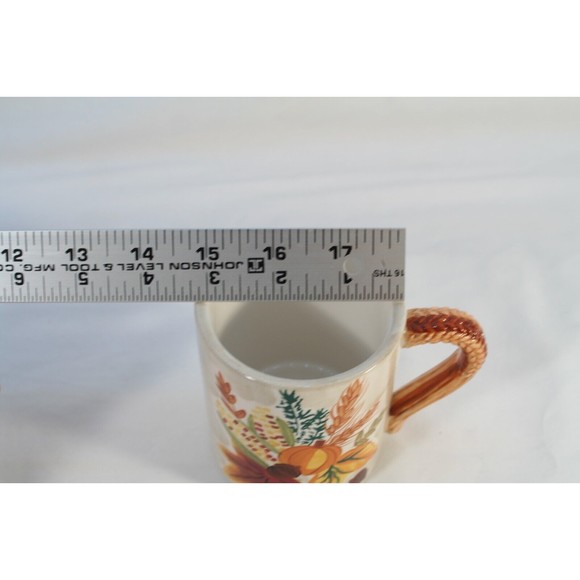 Asia Master Group Stonelite Clay Mug Lot Of 2 Fall Harvest Wheat Shaped Handle - Picture 11 of 11